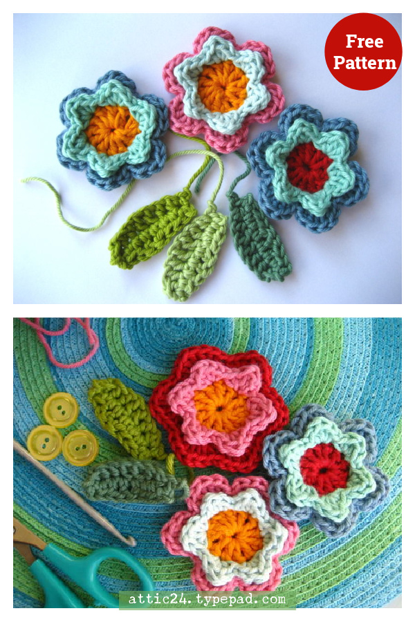 Flowers and Leaves Free Crochet Pattern