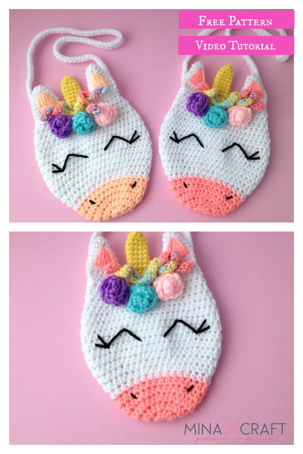 Unicorn Purse Bag Crochet Free Pattern and Video Tutorial