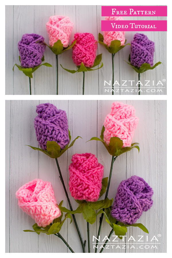 Crochet Origami Rose Flower Free Pattern and Video Tutorial