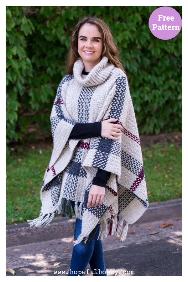 Glencoe Tartan Poncho Free Crochet Pattern