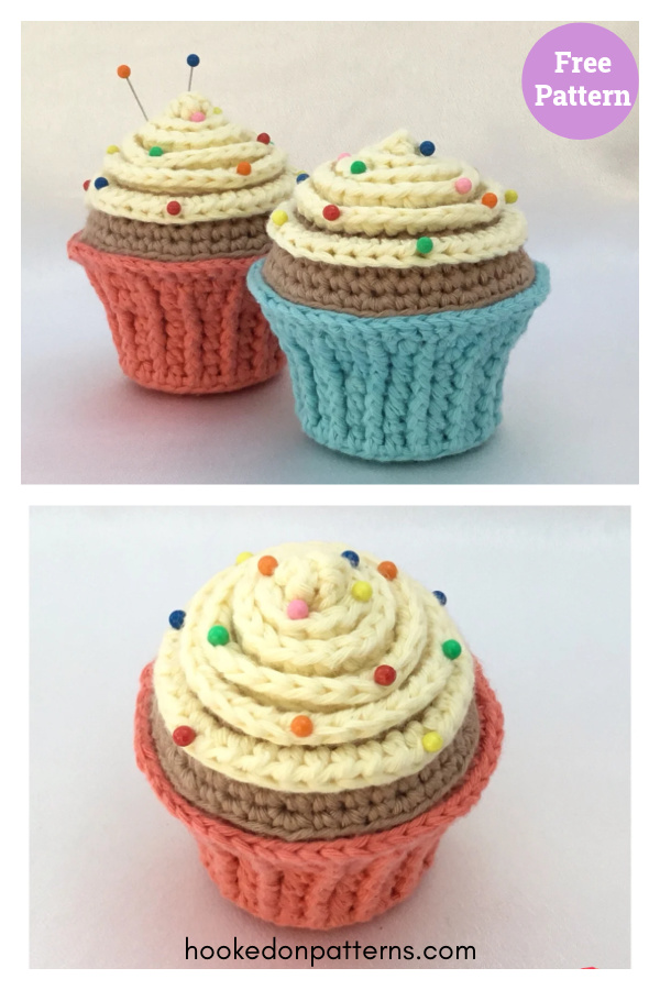 Cupcake Pin Cushion Free Crochet Pattern