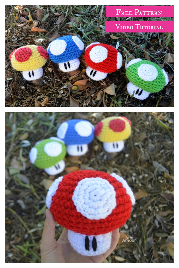 Mario Mushroom Amigurumi Free Crochet Pattern and Video Tutorial