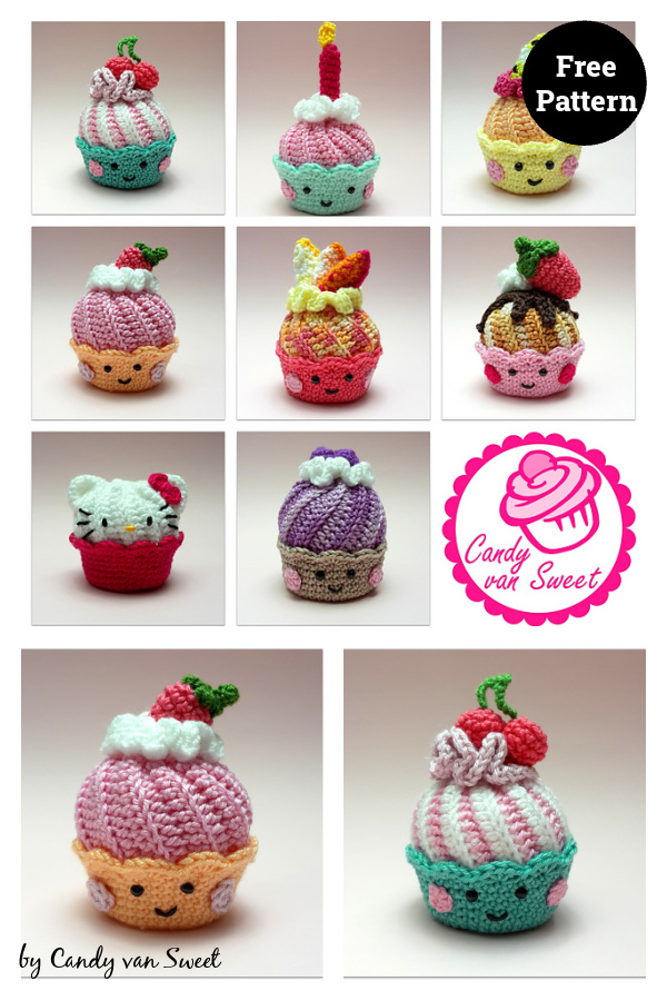 Cupcakes with Swirl Frosting Free Crochet Pattern