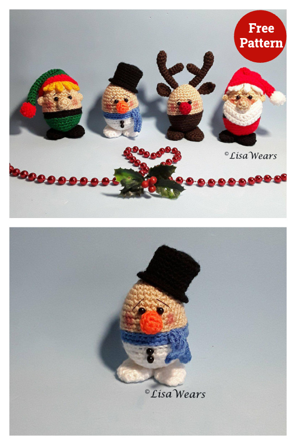 Christmas Eggheads Crochet Free Pattern