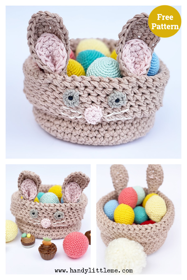 Bunny Easter Basket Free Crochet Pattern