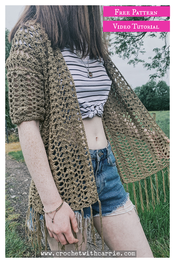 Shell Boho Cardigan Free Crochet Pattern and Video Tutorial