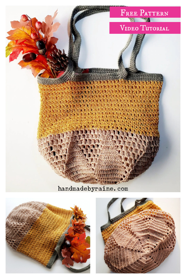 Crochet Acorn Market Bag Free Pattern and Video Tutorial