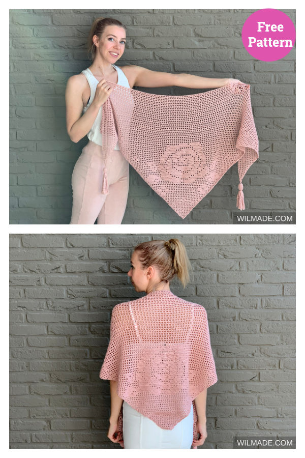 Bella Rosa Shawl Free Crochet Pattern
