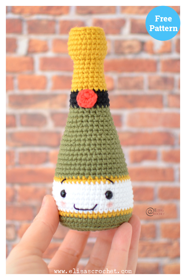 Champagne Bottle Amigurumi Free Crochet Pattern
