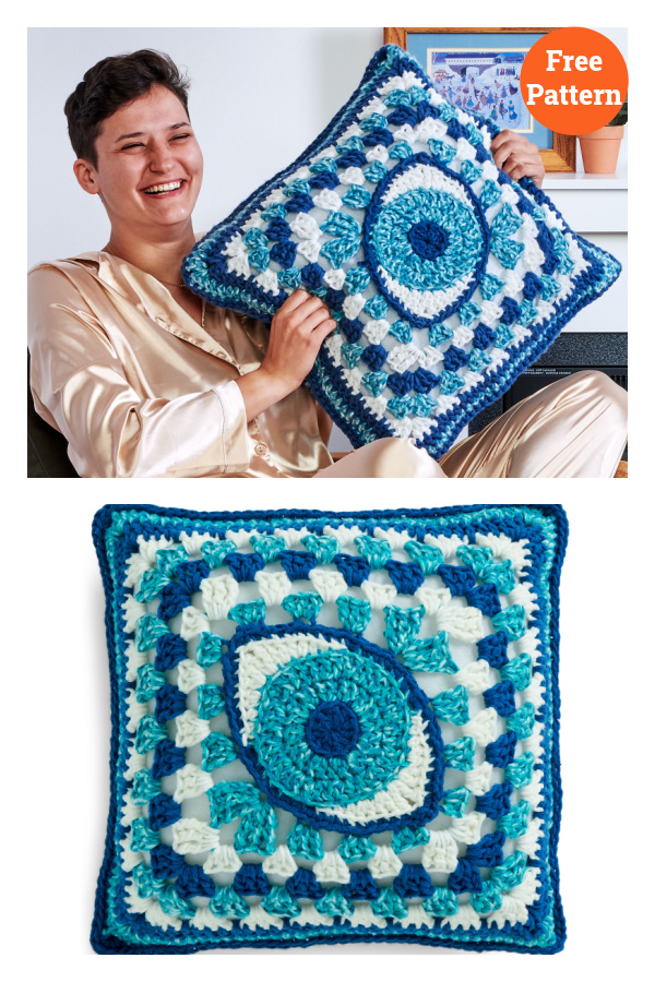 Granny's Eye on You Pillow Free Crochet Pattern