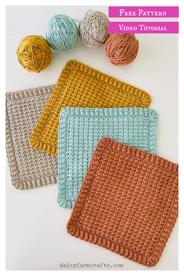 Beach Waves Dishcloth Free Crochet Pattern and Video Tutorial