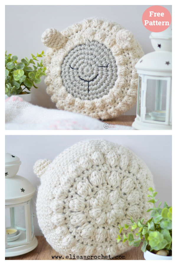 Decorative Sheep Pillow Free Crochet Pattern