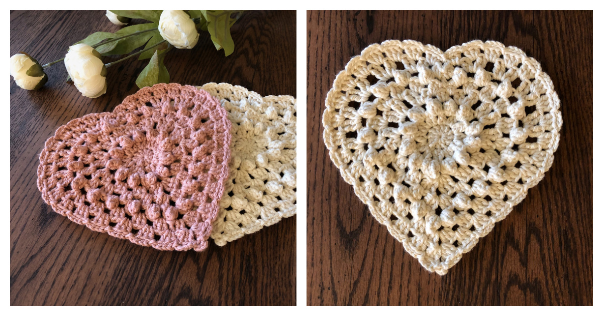 Bobble Granny Heart Free Crochet Pattern