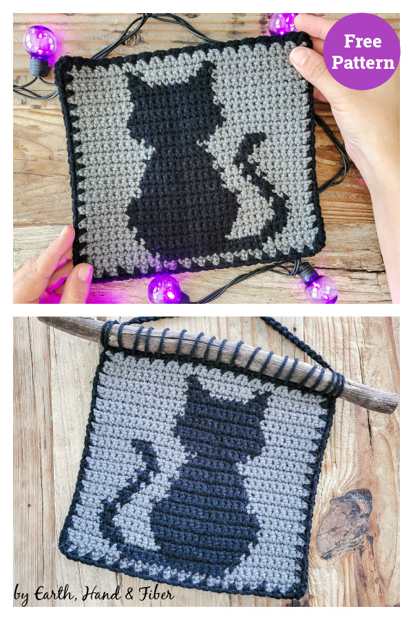 Cat Silhouette Tapestry Free Crochet Pattern