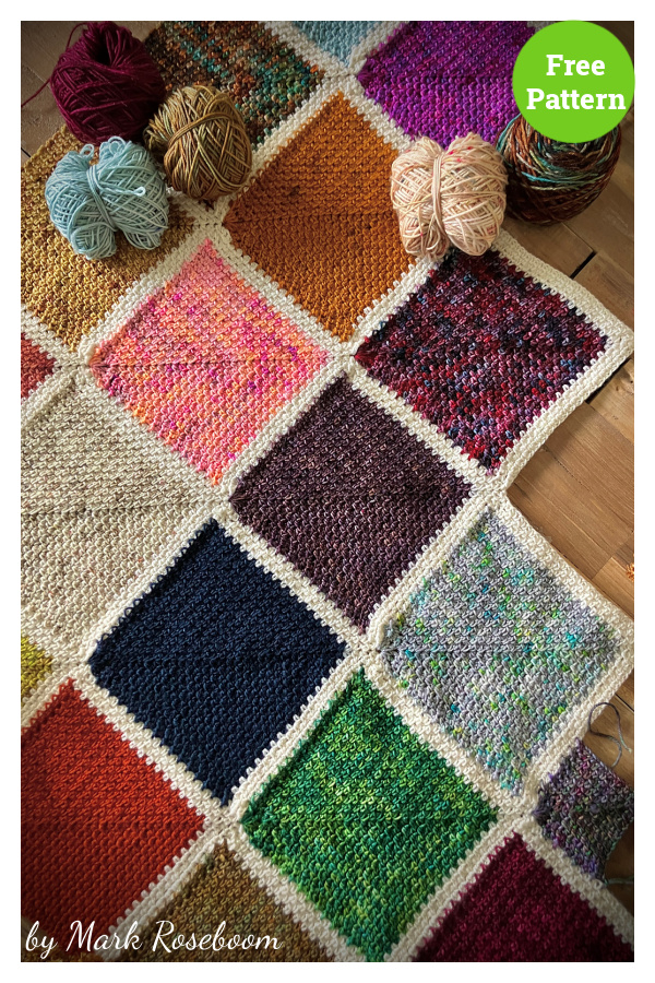 Scrappy Squares Blanket Free Crochet Pattern