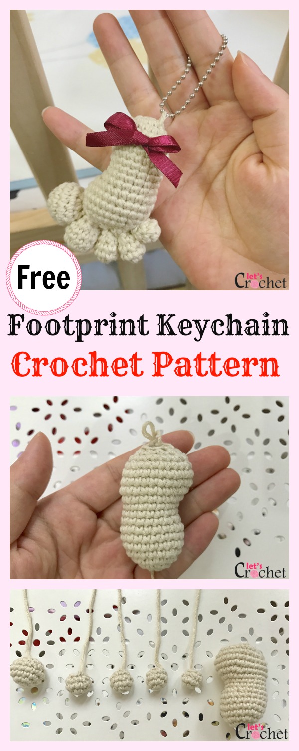 Mini Amigurumi Footprint Keychain Free Crochet Pattern