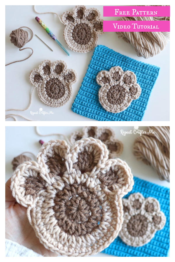 Paw Print Free Crochet Pattern and Video Tutorial