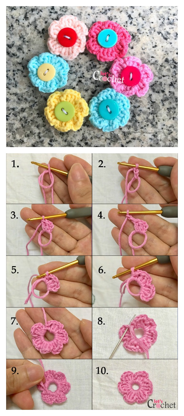 Quick and Easy 6 Petal Flower Free Crochet Pattern 