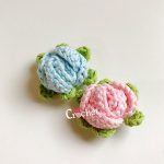 Mini Rose with Leaves Free Crochet Pattern