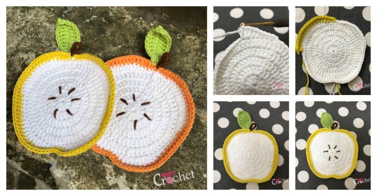 Adorable Apple Dishcloth Free Crochet Pattern