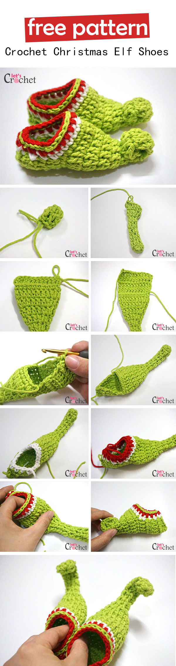 Christmas Elf Shoes free crochet pattern For Kids