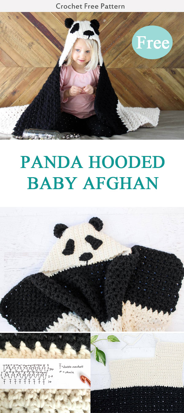 Panda Hooded Baby Afghan Crochet Free Pattern