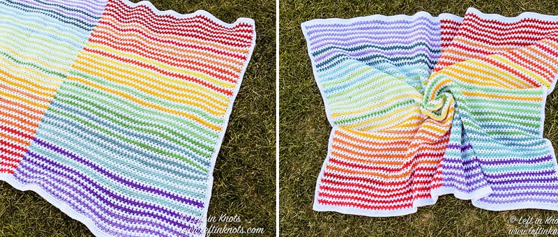 Rainbow Ruffle Blanket Crochet Free Pattern