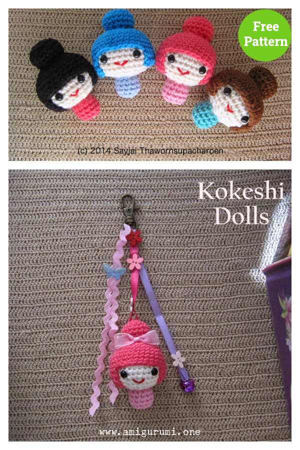 Amigurumi Kokeshi Dolls Free Crochet Pattern