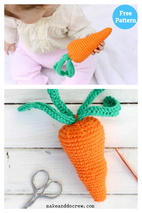 Baby Toy Carrot Rattle Crochet Free Pattern