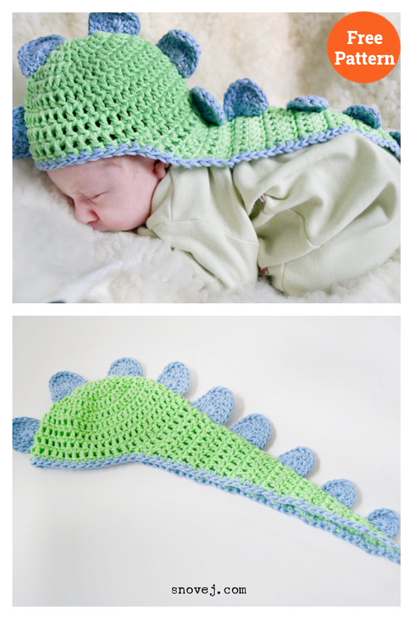 Baby’s Dino Hat with Cape Crochet Free Pattern
