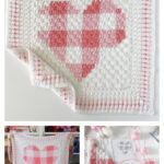 Crochet Gingham Heart Blanket Free Pattern