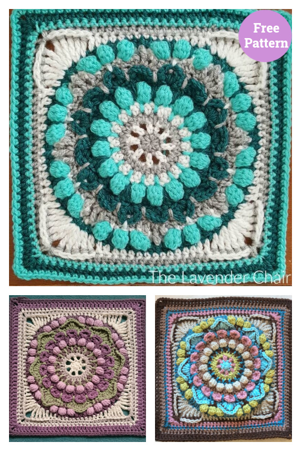 Petunia Roundabout Mandala Square Crochet Free Pattern 