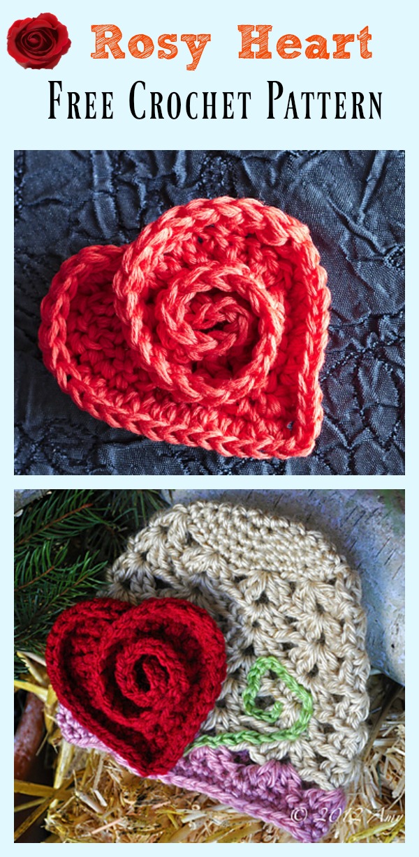 Rosy Heart Free Crochet Pattern 
