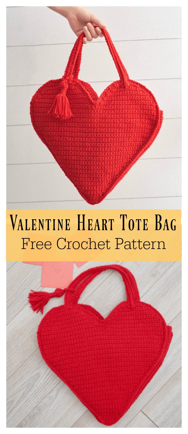 Valentine Heart Tote Bag Free Crochet Pattern