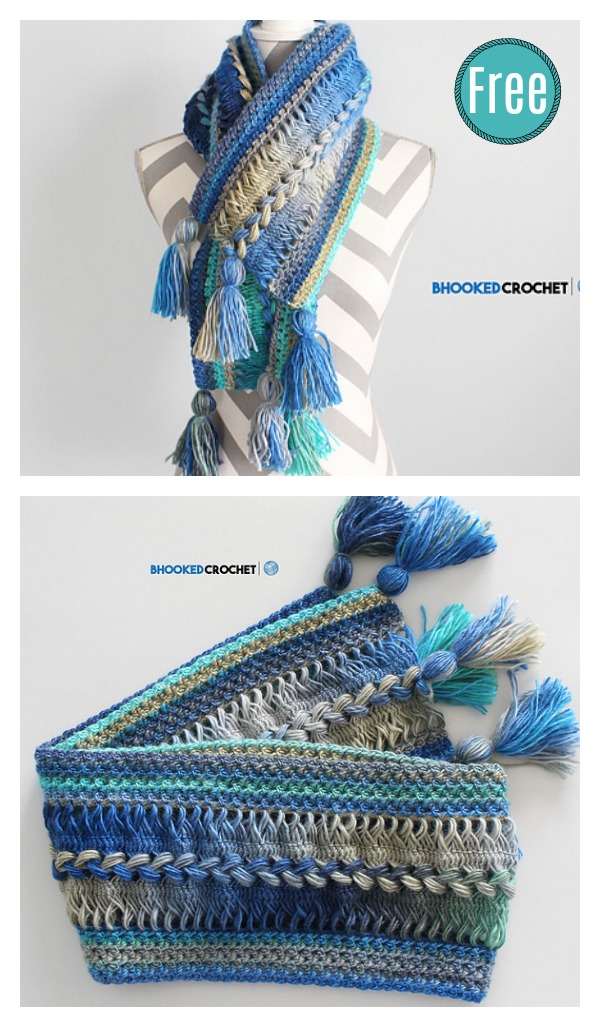 Waves Hairpin Lace Scarf Free Crochet Pattern 