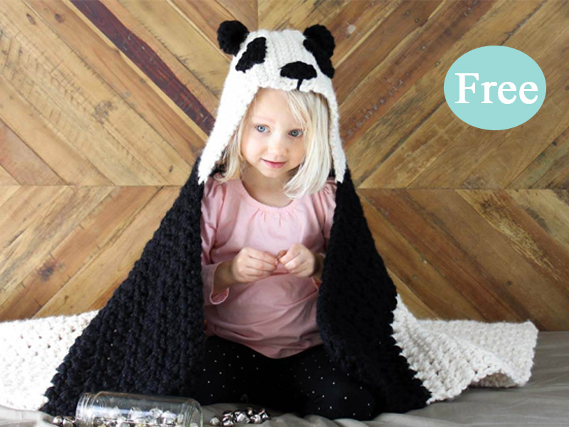 Panda Hooded Baby Afghan Crochet Free Pattern