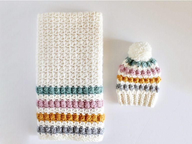 Crochet Berry Stitch Baby Hat & Blanket