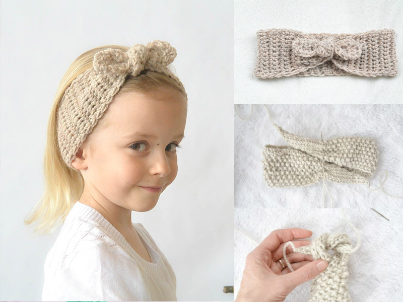 naturally chic tie-up crochet headband free pattern