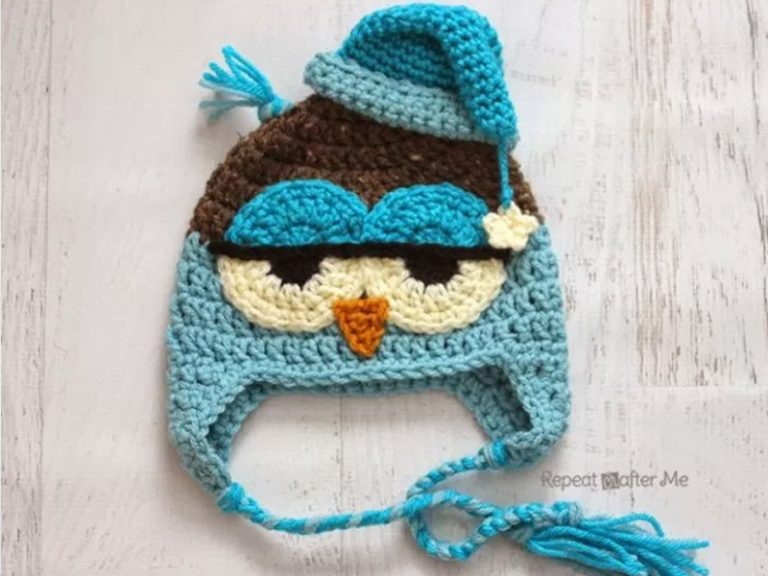 Crochet Drowsy Owl Hat Free Pattern
