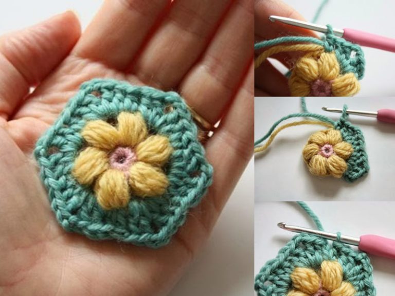 Crochet Daisy Puffagon Flower Free Pattern