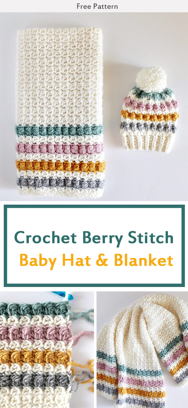 Crochet Berry Stitch Baby Hat & Blanket