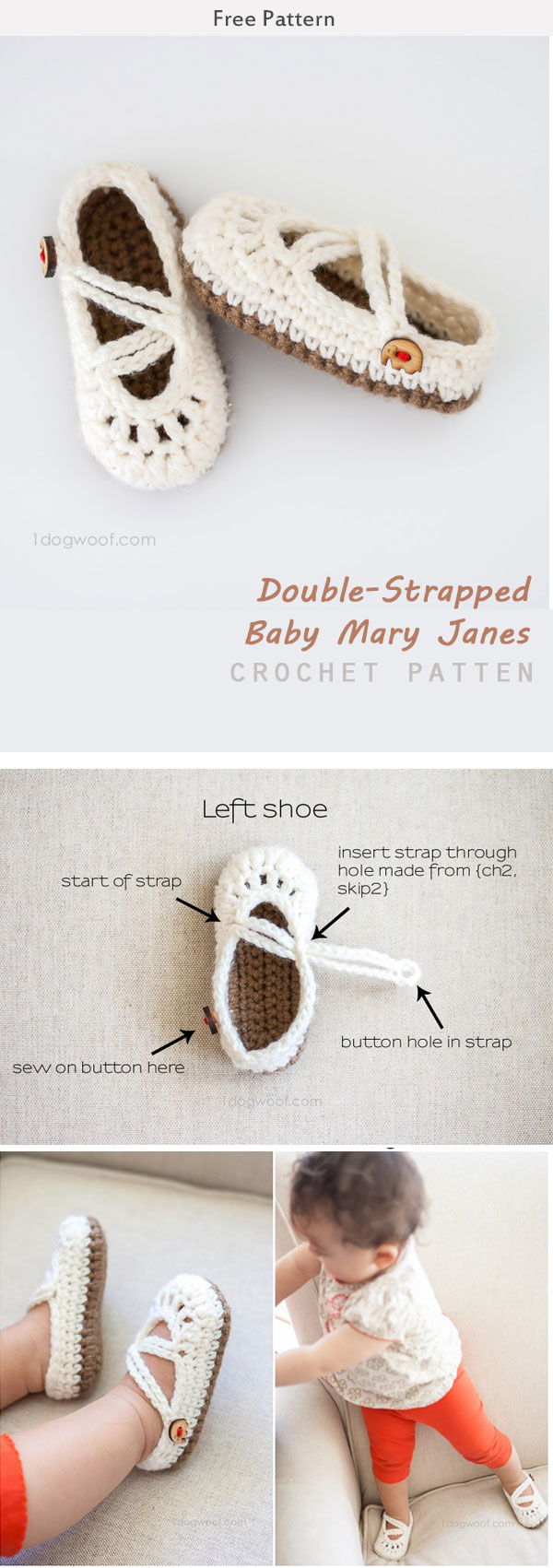  Double-Strapped Baby Mary Janes Crochet Free Pattern