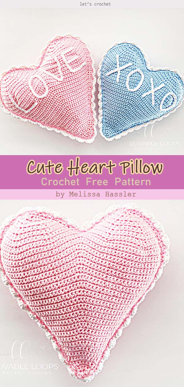 Cute Heart Pillow Free Crochet Pattern