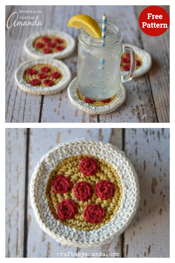 Crochet Pizza Coasters Free Pattern