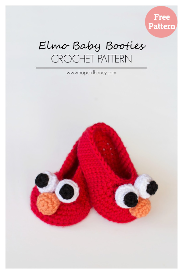 Elmo Inspired Baby Booties Free Crochet Pattern 