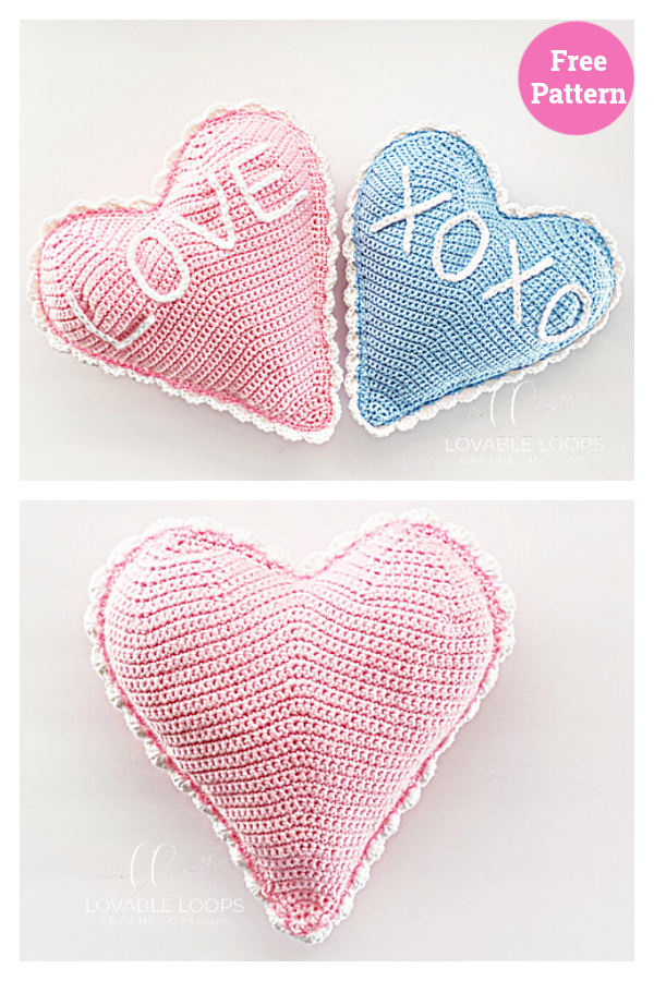 Heart Pillow Crochet Free Pattern