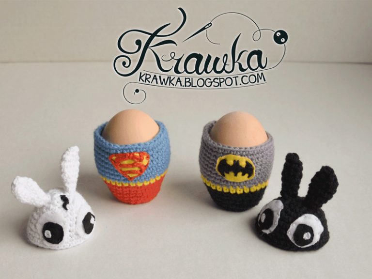Superbunny and Bunnyman Easter egg cozies – Crochet Free Pattern