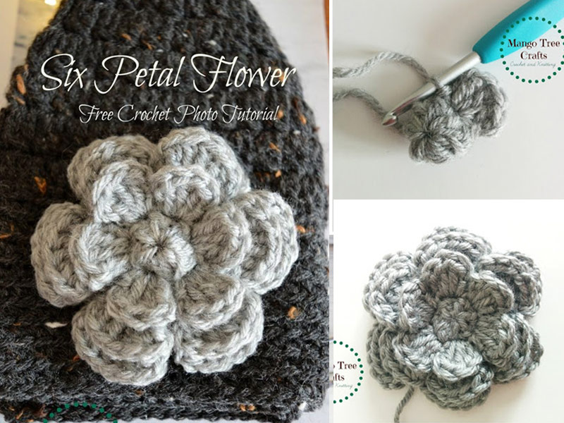 Six Petal Flower Free Crochet Pattern