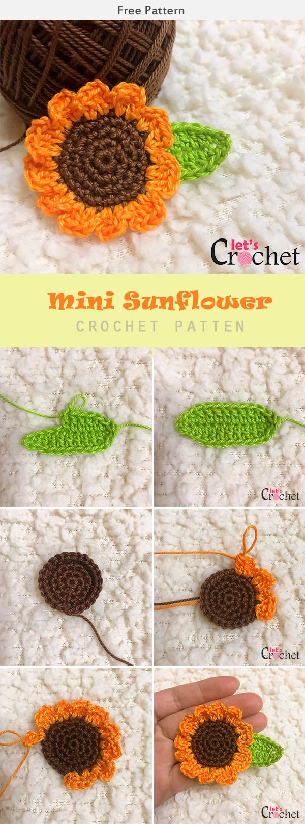 Mini Sunflower Crochet Free Pattern