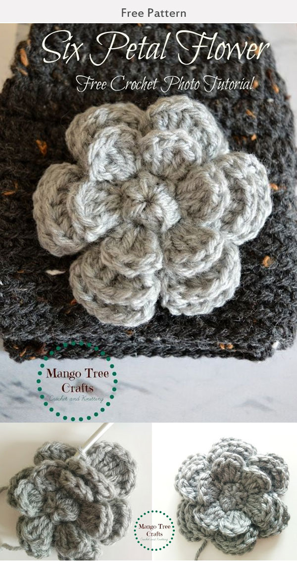 Six Petal Flower Free Crochet Pattern